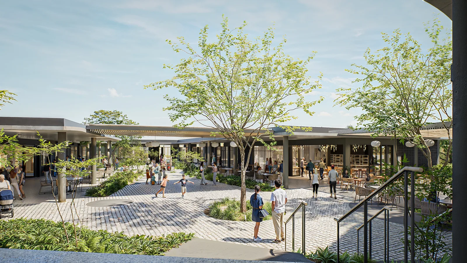Render of the Reefside Retail courtyard at Sibaya