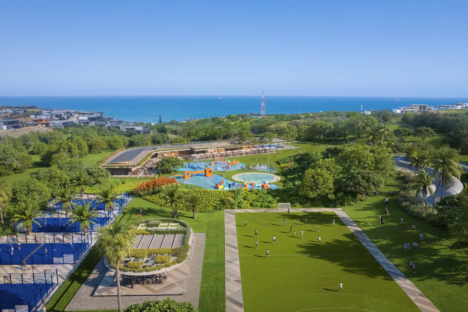Aerial render of the planned recreational and sports park at Sibaya